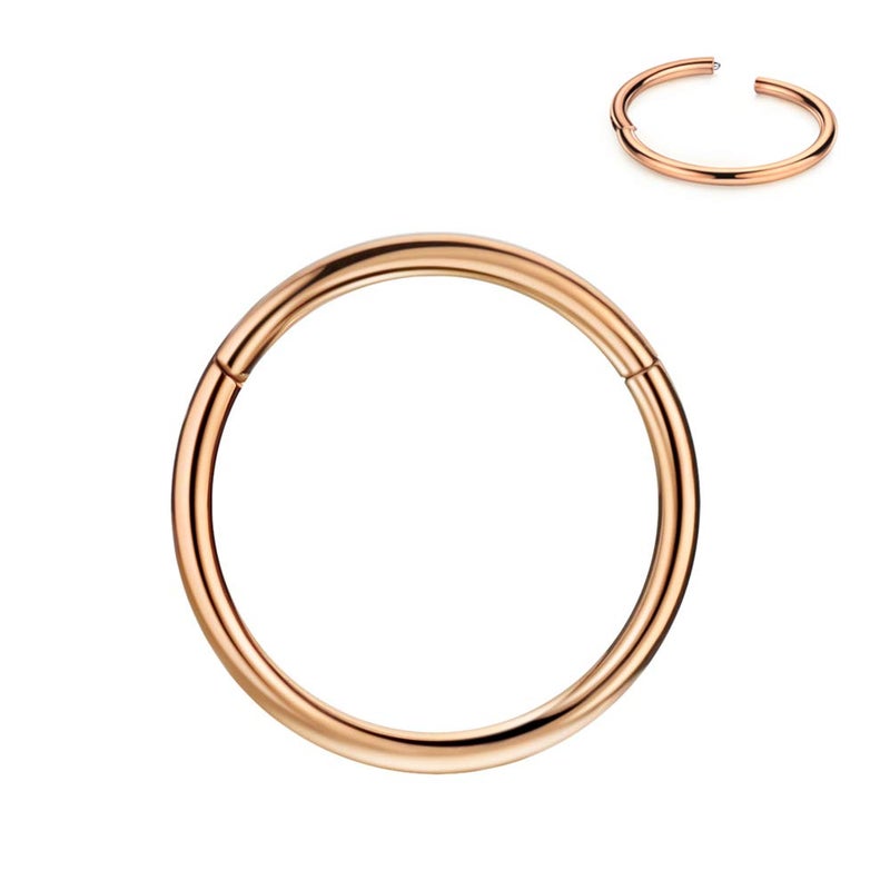 FANSING 20g 7mm Nose Hoop 20 Gauge Hinged Seamless Piercing Jewelry Ring for Septum Helix Cartilage Earlobe Lip Daith Tragus Rook & Conch 18k Rose Gold-plated Surgical Steel - Image 1